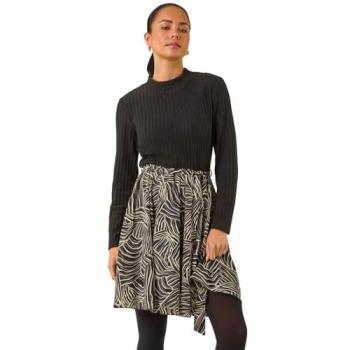 Size 14 Black Animal Print Knit Dress – Petite