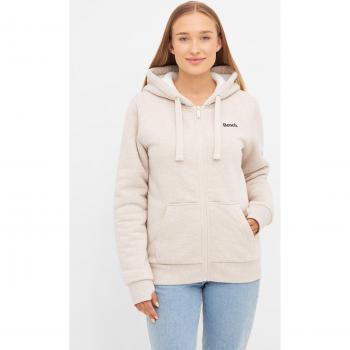 BENCH MINTZ Damen‑Oberteil – Sweatjacke, Größe 42, beige (Stone Marl) – 100 % Polyester