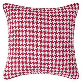 Red Houndstooth 100% Cotton Cushion Cover, 60 x 60 cm