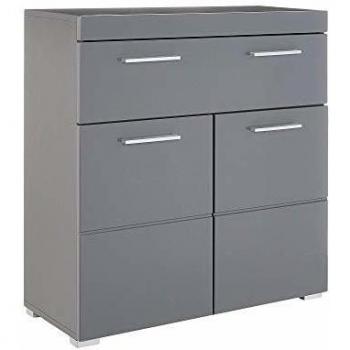 Trendteam Badezimmer Kommode Amanda in grau Hochglanz mit Maßen 73