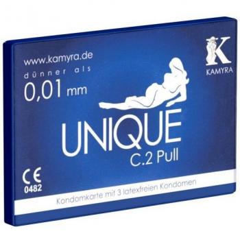 Kamyra Latexfreie Kondomschachtel Unique C.2 Pull – 3 Kondome mit Abziehbändchen