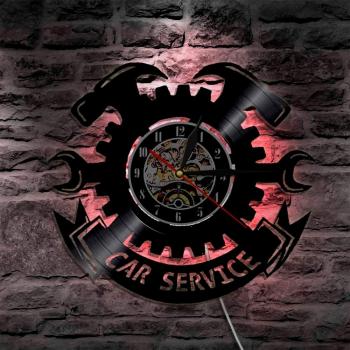 LED Wall Art Vinyl Clock for Car Repair Shops