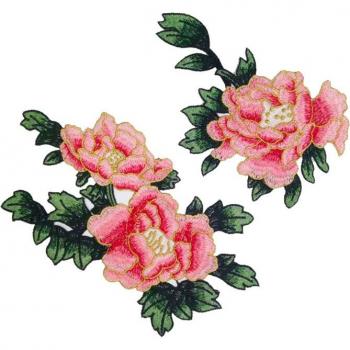 Embroidered Peony Flower Badges