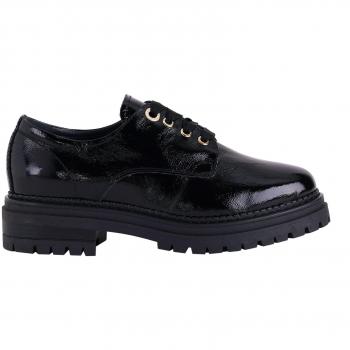 Nerogiardini Black Lace-up Flat Shoes for Women, Size 5 UK