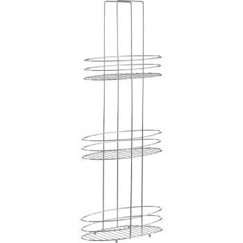 Three-Level Chrome Bathroom Storage Rack, Oval Design