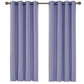Deconovo Verdunkelungsgardine Ösen Gardine Schlafzimmer, 138x117cm, Lavendel, 2er Set
