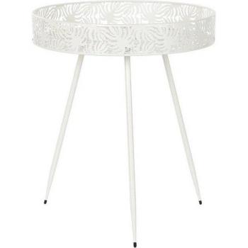 Mesa de metal con diseño de hoja tropical (50 x 50 x 59 cm)