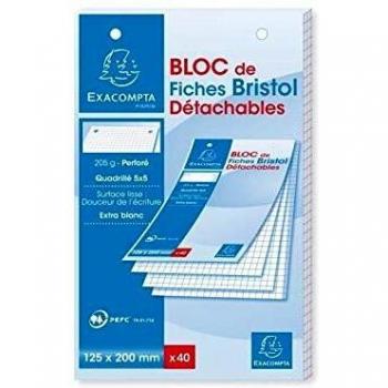 Bloc de fiches Bristol Exacompta 125x200 mm 205 g