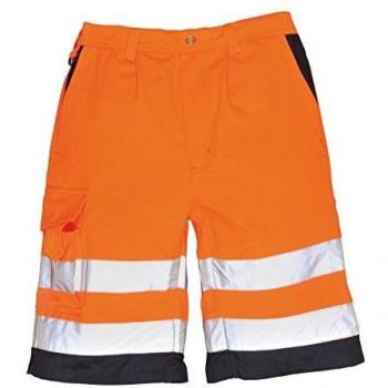 Portwest Bermuda résistant aux intempéries, tissu Poly/Cotton, orange/bleu marine, taille S