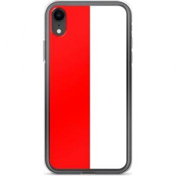 Copriprodotto iPhone XR in silicone bianco con stampa del tricolore indonesiano