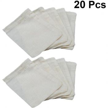 20pcs Cotton Drawstring Filter Bags for Tea and Herbs