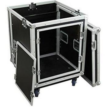 Mallette Omnitronic 10 HE – Poignée Transport & Roulettes Noir‑Argent, Bois, Aluminium, Acier, Chrome