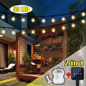 OutdoorWarmweiß 50 LED Solar Lichterketten – Wasserfest & Timer