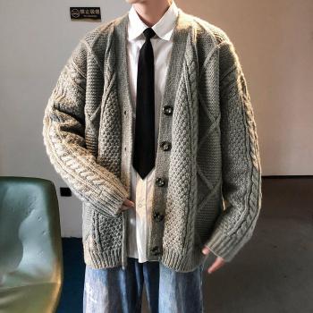 Pull Couple Ample Kaki Grise pour Automne et Hiver