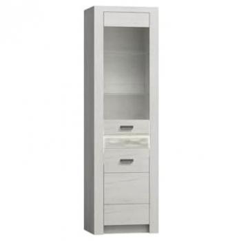 Scaffale Serfeno 102 Bianco Artigianale, Con Vetro e Truciolare Laminato, Senza Porte