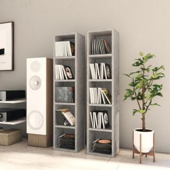 VidaXL CD Holders 2 pcs Concrete Grey 21x16x93.5 cm Engineered Wood
