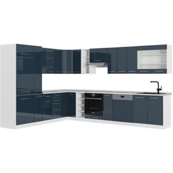 Cucina Angolare Blu Scuro Lucido/Bianco 257x60 cm – Fame-Line (Vicco)