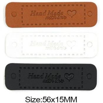 50Pcs Hand Made With Love PU Leather Tags