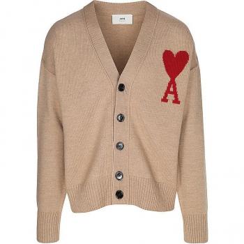 Ami Paris Cardigan in Camel für Herren Größe XL