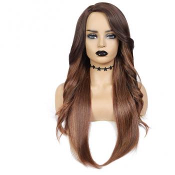 Peluca Gery de Pelo Sintético Larga y Lisa Color Marrón