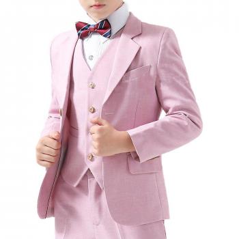 Conjunto Formal para Chicos Allthemen de Cuatro Piezas, Cuello Entallado y Manga Fruncida, Color Rosa, Talla 160 cm