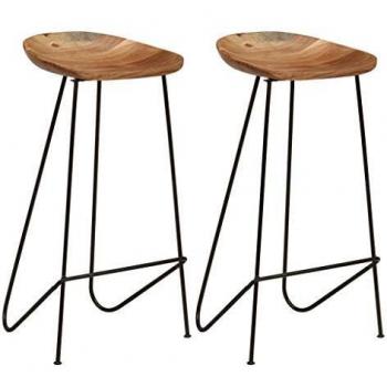 Chaise de salle à manger en bois d'acacia massif vidaXL (x2)