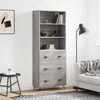 Armadio Alto Grigio Sonoma 69,5x34x180 cm in Legno Multistrato