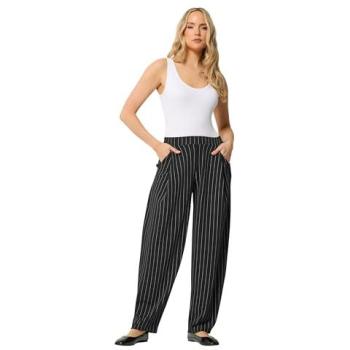 Long Tall Sally Women's 12XL Black Pinstripe Barrel Leg Jeans