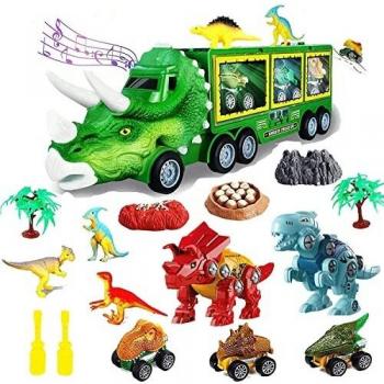 Comprend 3 Petites Voitures Dinosaure et 2 Robots Détachable Dinosaure