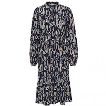 Fransa Blusenkleid FREskylie mit Rüschenkragen und Puffärmeln, Größe S, Navy Blazer Mix