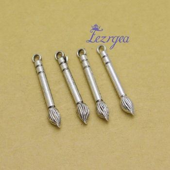Breloques en pinceau, 30x4mm, 30 pièces, argent vieilli pour bricolage