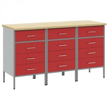 Red-Grey 150x55x85 cm Work Cabinet Pack – Engineered Wood & Steel