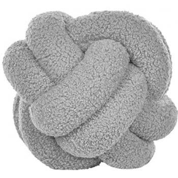 Coussin en Tissu Bouclé Gris 19 cm