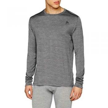 Grey Melange 100% Merino Base Layer (Long Sleeve) – 2XL for Men – Odlo Natural