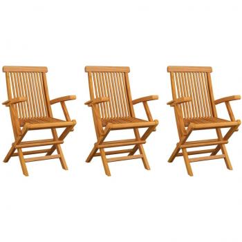 Sillas de jardín 3 unidades madera maciza de teca Vidaxl Marrón