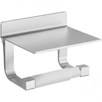 All-in-One Toilet Paper Holder with Towel Shelf and Hooks