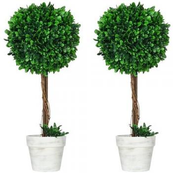 UV-beständige Kunstpflanzen im 2er-Set, 60 cm Buchsbäume