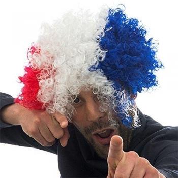 Peluca Afro Bandera de Francia ideal para animar al equipo Francés