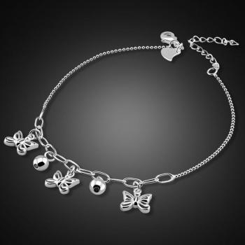 Charmantes 925 Silber Fußkettchen mit Schmetterlingsdesign