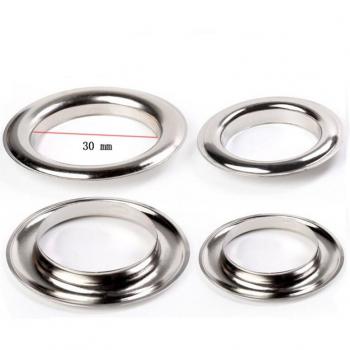 Silver 30mm Eyelets with Gasket for Apparel