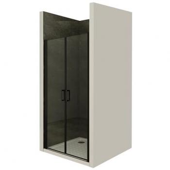 Puerta Abatible Stella 79-82 cm x 180 cm – Vidrio Transparente 6 mm, Perfil Negro