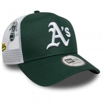 New Era Oaklands Athletics Trucker-Cap – Grüner Farbton, Multi-Patch – One Size Unisex