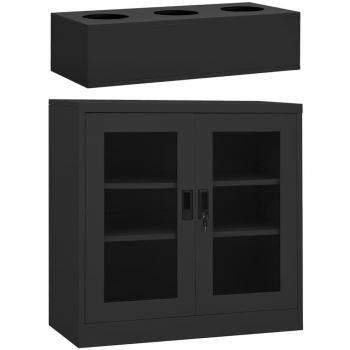 Stahl Büroschrank mit Pflanzkasten Anthrazit 90x40x113 cm
