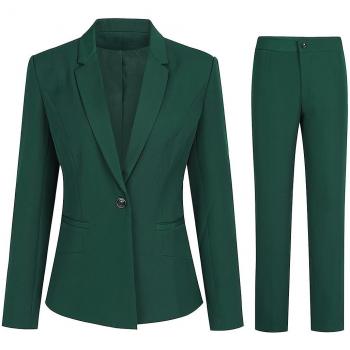 Costume business Yynuda Femme – Blazer et pantalon slim vert L