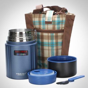 Fiambrera portátil Pinkah 750 ml, acero inoxidable 304, termo al vacío, mantiene hasta 24 horas, cuchara incluida