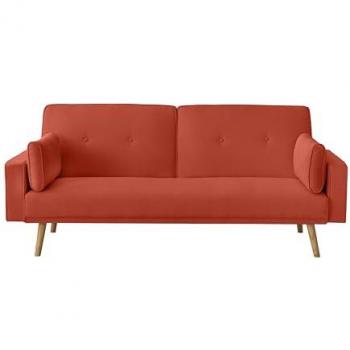Canapé Droit Scandinave ELGA Convertible 3 Places – Rouille & Beige