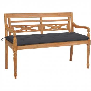 Solid Teak Outdoor Bench with Dark Grey Cushion – 150 cm (VidaXL)