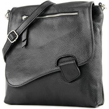 T146 Leder-Messenger von Modamoda de – schwarze Umhängetasche, italienische Handwerkskunst