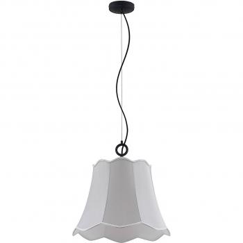 Lucande Binta Vintage One-Bulb Pendant Lamp, Silver Grey Fabric and Iron