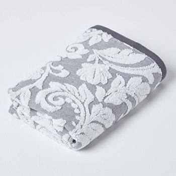 Luxury Silver Grey Damask 600 GSM Turkish Cotton Hand Towel